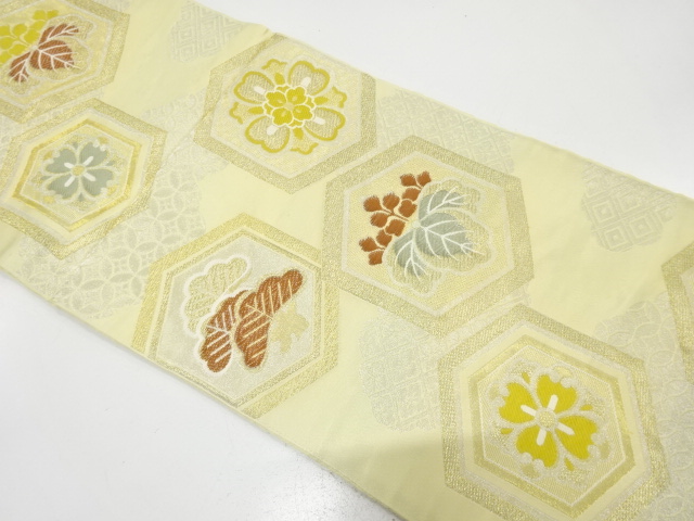 アンティーク　亀甲に桐・笠松・華紋織り出し袋帯（材料）